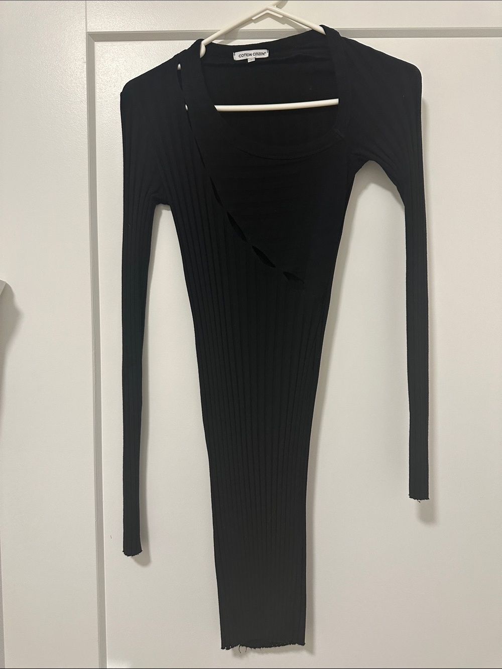Cotton Citizen Black Ribbed Long Sleeve Cutout dress
